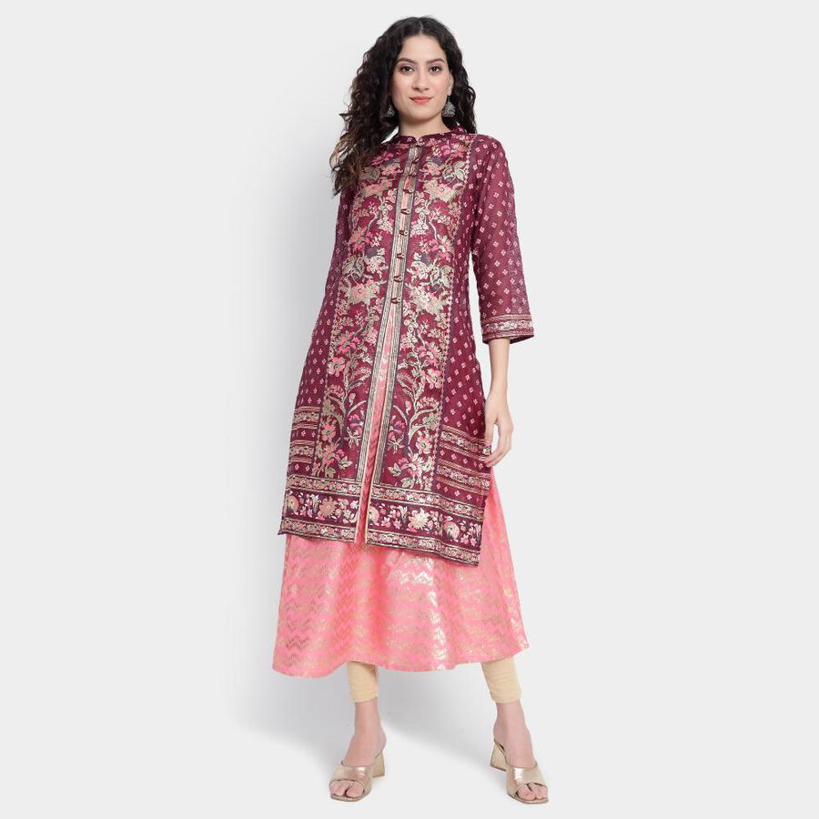 3/4th Sleeves Kurta, Pink, large image number null